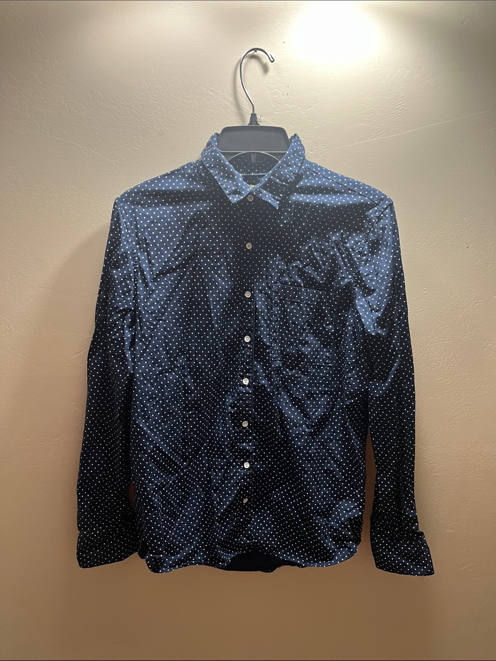 Prince & Fox Navy Blue Button-Down with White Micro Dots